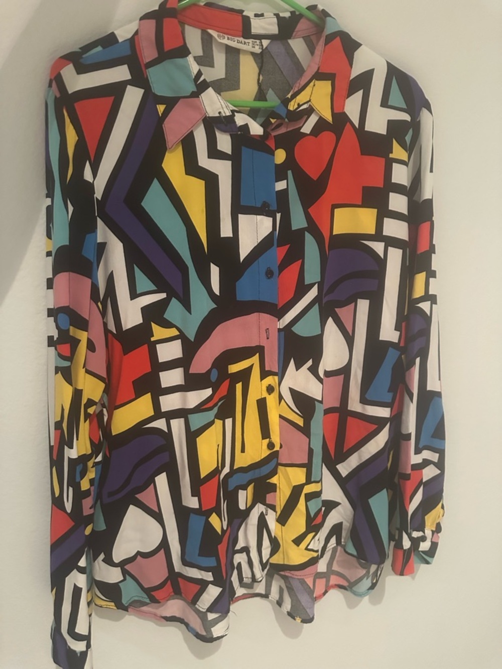 Abstract Multicolor Geometric Button-Down Shirt - Big Dart